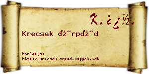 Krecsek Árpád névjegykártya